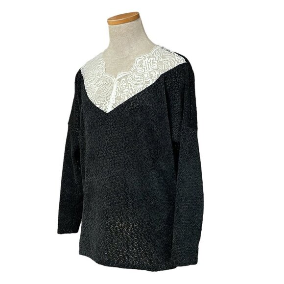 Miss U Top NWT Lovely Lace with Black Comfiness Blouse Size Medium M - Picture 3 of 15